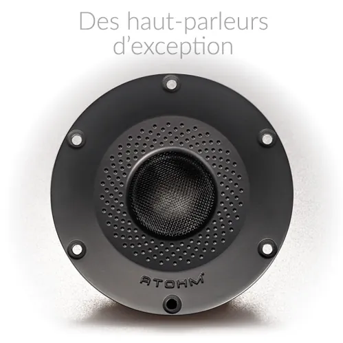 Atohm GT3-HD — tweeter Atohm derrière sa grille de protection perforée