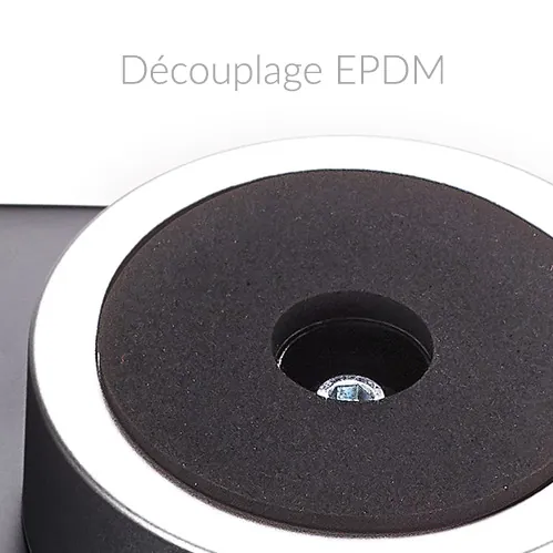 Atohm Rafale VR1-X — pied de découplage en EPDM, vu en gros plan