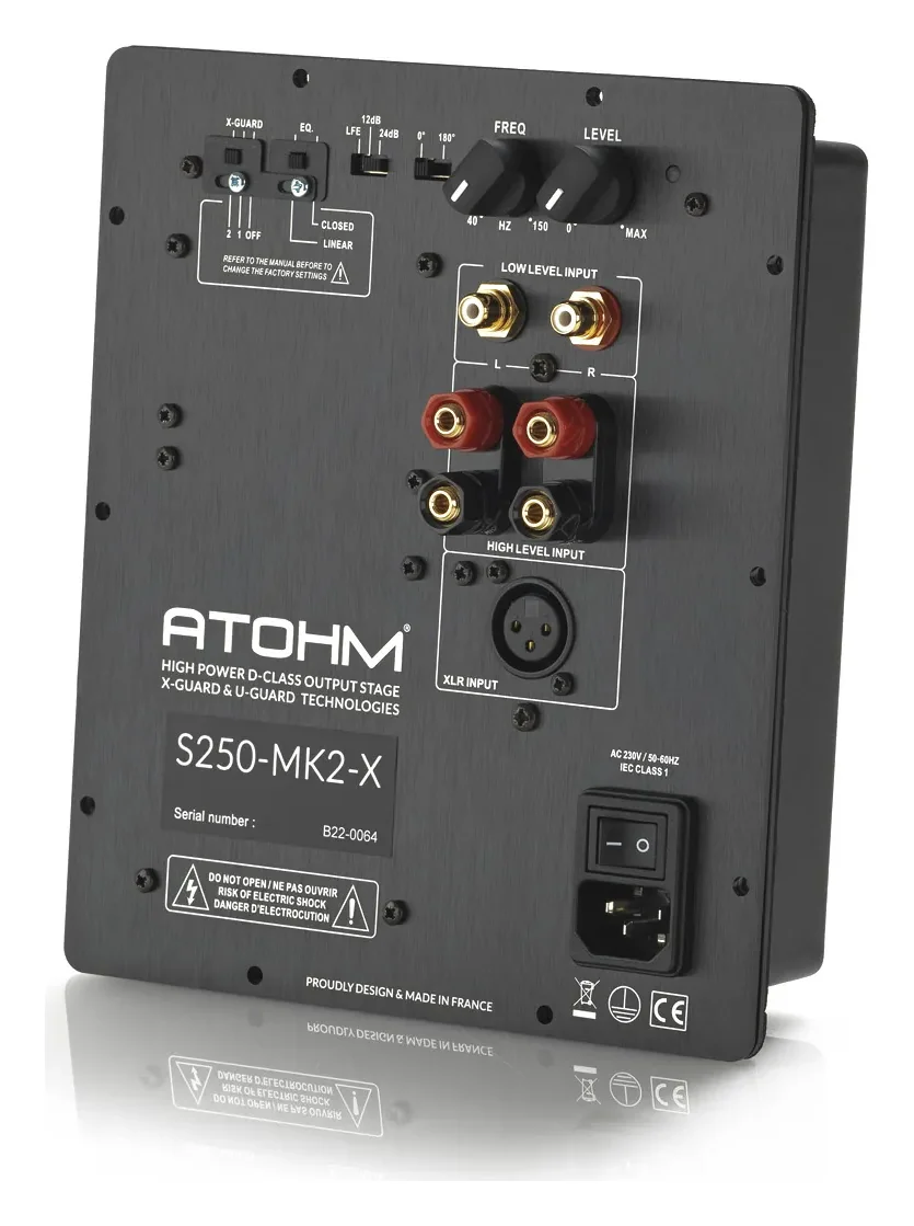 Atohm S250-MK2-X — module d’amplification S250-MK2-X vu de trois-quarts