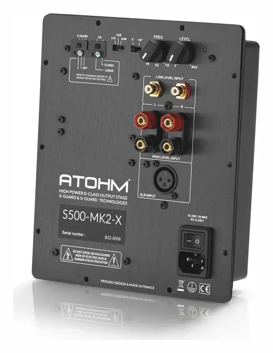 Atohm S500-MK2-X — module d’amplification S500-MK2-X vu de trois-quarts