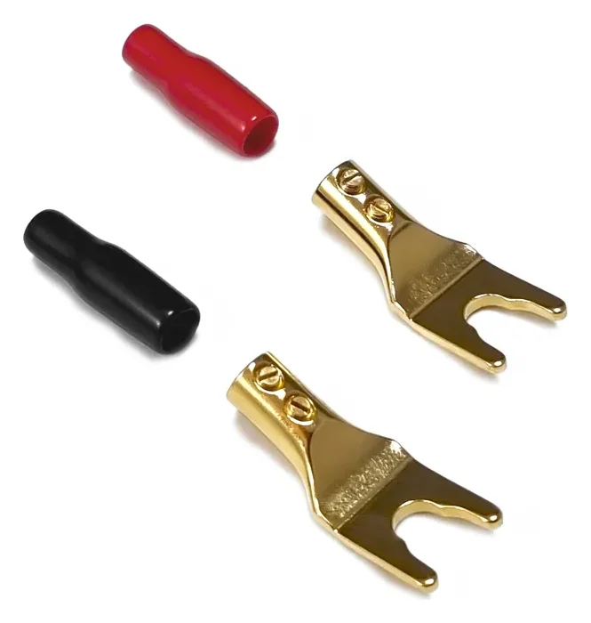 Atohm WT-FC33-G — deux fourches dorées avec leurs manchons rouge et noir