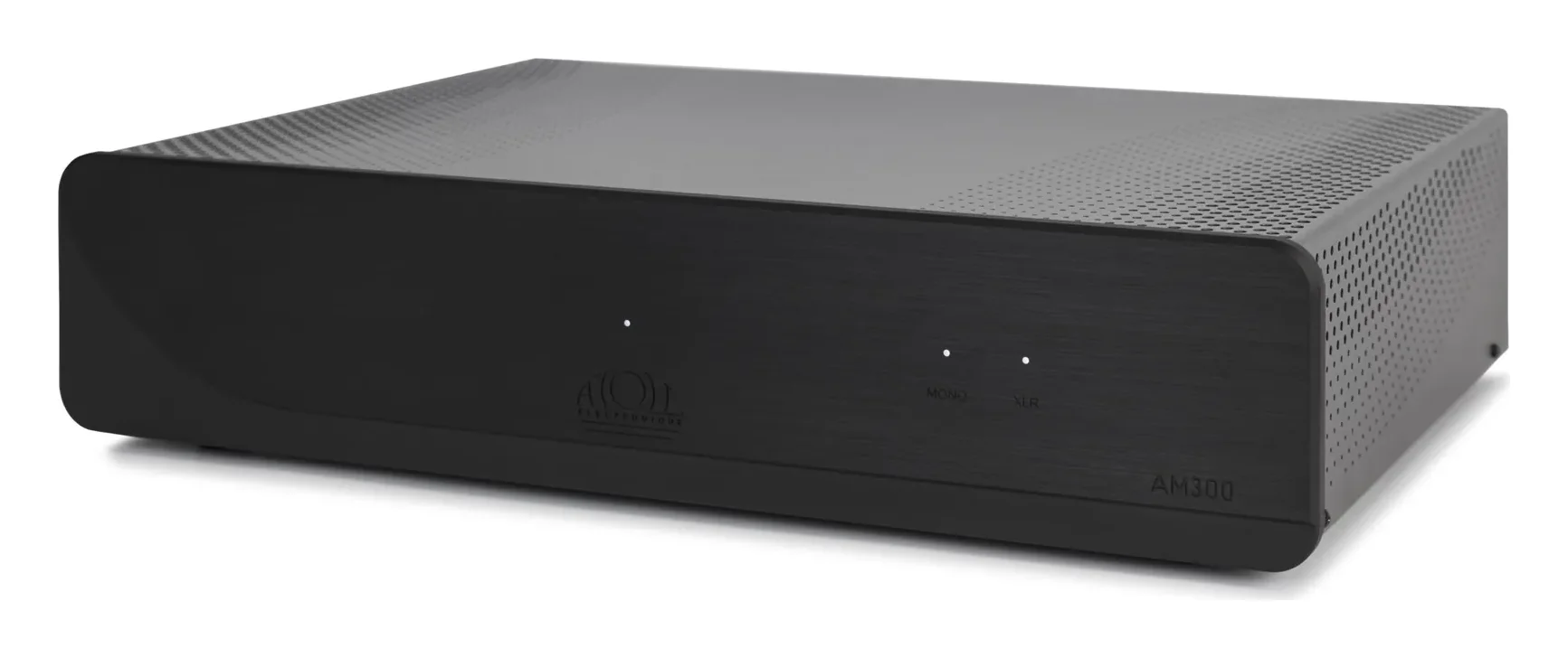 Atoll AM300 Evolution — Finition aluminium brossé anodisé noir.