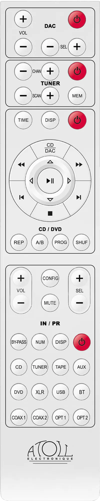 Atoll CD400 Evolution — télécommande, version silver