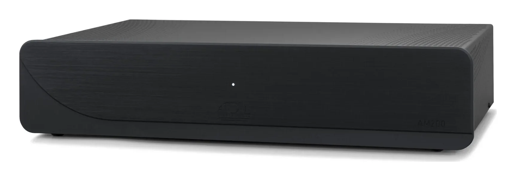 Atoll AM200 Evolution — Finition aluminium brossé anodisé noir.