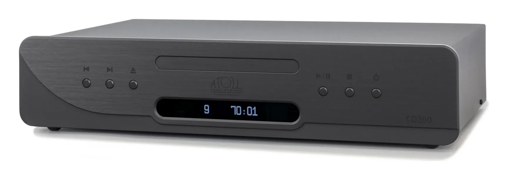 Atoll CD200 Evolution — Finition aluminium brossé anodisé noir.