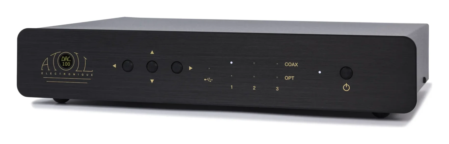 Atoll DAC100 Signature — Finition aluminium brossé anodisé noir.