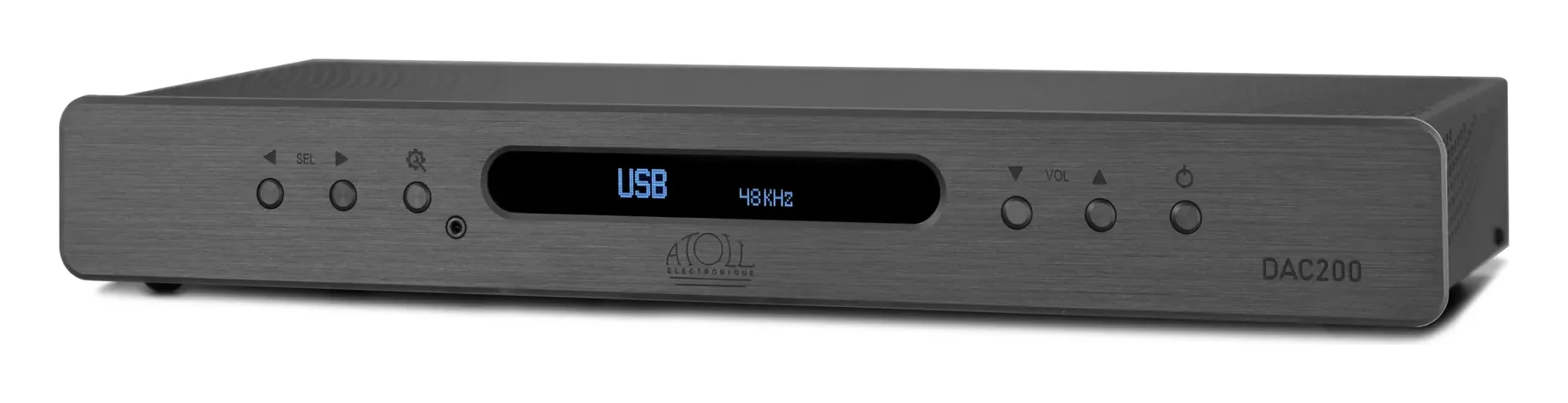 Atoll DAC200 Signature — Finition aluminium brossé anodisé noir.