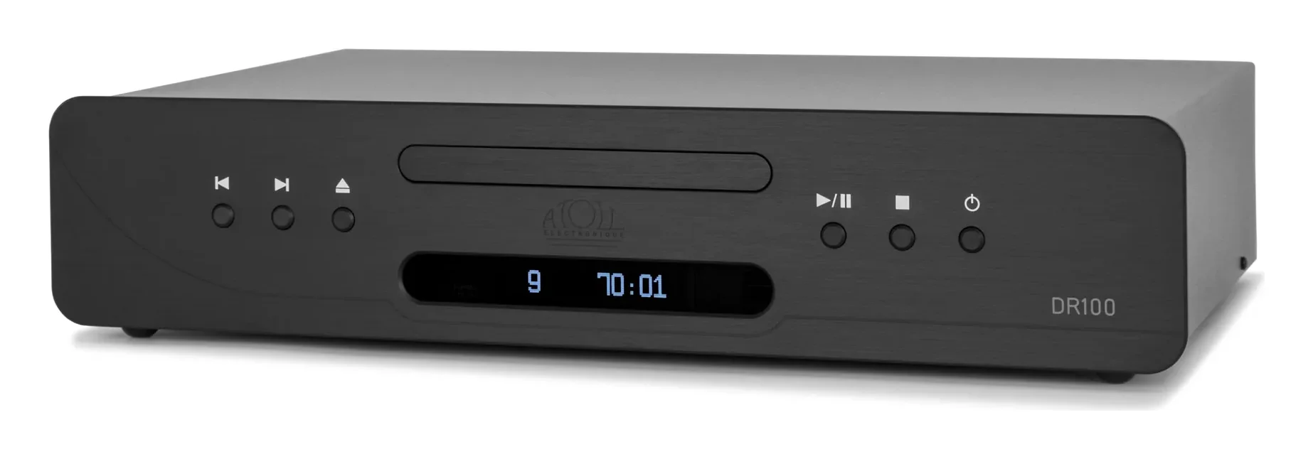 Atoll DR100 Evolution — Finition aluminium brossé anodisé noir.