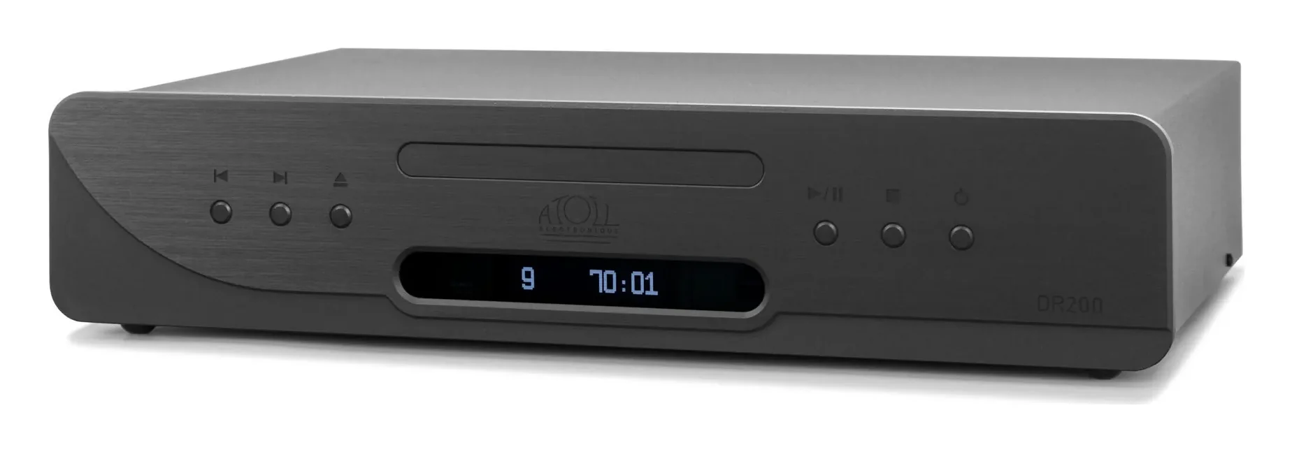 Atoll DR200 Evolution — Finition aluminium brossé anodisé noir.