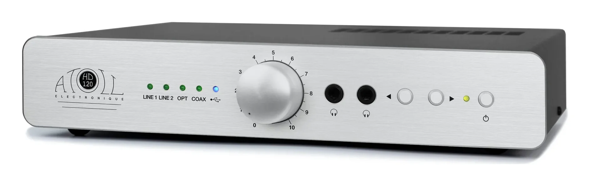 Atoll HD100 / HD120 — Finition aluminium brossé anodisé silver.