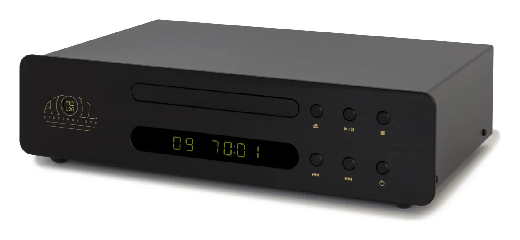 Atoll MD100 Evolution — Finition aluminium brossé anodisé noir.